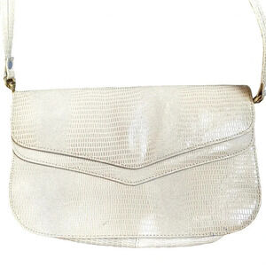 VTG Y2K Genuine Leather Made in Korea Snake Print Crossbody Bag Silver Color
